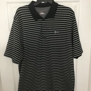 Large Black Striped Under Armour Polo